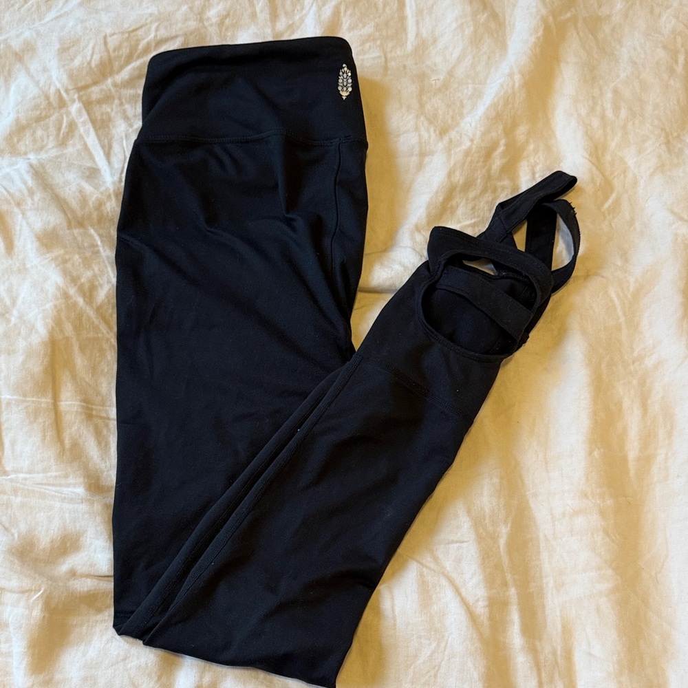 free people Black Leggings with Strappy foot Detail